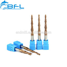 BFL Tungsten Carbide 2 Flute Tapered Ball Nose End Mill NaNo Coated For Plywood/Hard Wood